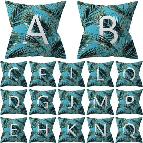 Letter Alphabet Tropical Decorative Cushion Cover Polyester Throw Pillowcase 45x45CM Sofa Chair Car Home Decorative PillowCover