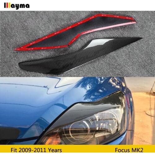 For Ford Focus 2009 - 2011 Carbon fiber headlight decorative covers eyelid MK2 Fiber glass FRP primer front lamp eyebrow sticker