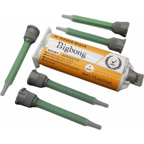 Epoxy Adhesives Glue 50ml 1:1 Black AB Glues Two-Component Resin Strong Adhesive with 5pc 1:1 Static Mixing Nozzles Mixed Tube