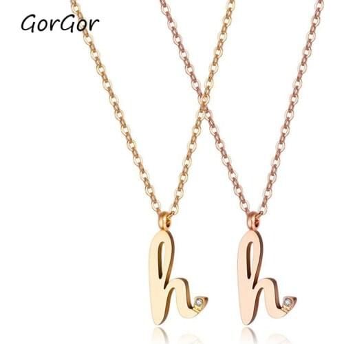 GorGor Necklace Women Stainless Steel Gold-color Clavicle Chain English Alphabet Pendant Simplicity Exquisite Jewelry TX-1559