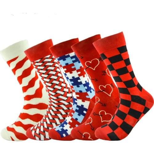 Hot 2017 fashion free shipping combed cotton brand new men socks colorful dress socks wedding sock business sock 5 pairs/Lot