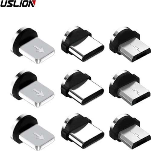 USLION 5 Pcs Magnetic Plug Tips For iPhone Type C Micro Plug Phone Parts Easy Operate Durable Converter Charging Cable Adapter