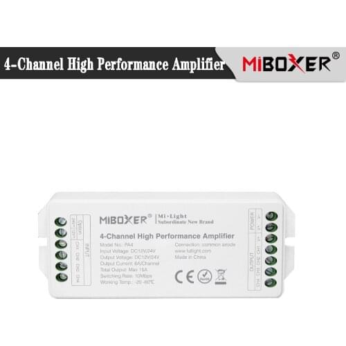 Miboxer PA4 4-Channel High Speed Performance LED Strip Amplifier RGBW LED Amplifier Controller 12V-24V Strong Compatibility