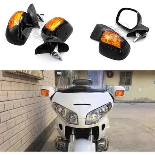 Motorcycle LED Turn Signal Rearview Mirrors Fit For GL1800 Goldwing F6B 2013 2014 2015 2016 2017 Gold wing GL 1800