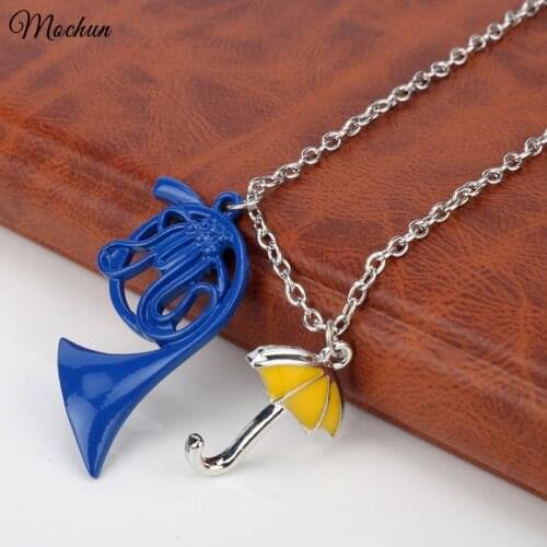 MQCHUN FANTASY UNIVERSE HIMYM How I Met Your Mother Yellow Umbrella mother Blue French Horn Pendent Necklace High Quality Gift