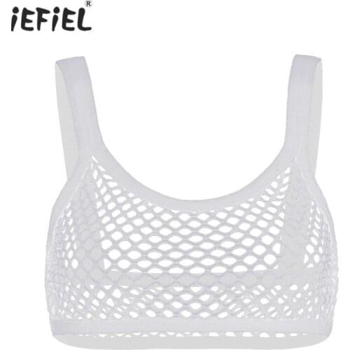 Women Lingerie Erotic Tanks See Through Fishnet Camisole Crop Top Nightwear Spaghetti Shoulder Straps Solid Color Slim Vest Tops