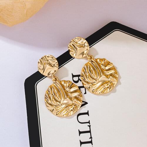 2021 Trendy New Gold Color Earrings For Women Multiple Trendy Round Geometric Drop Statement Earrings Fashion Party Jewelry Gift