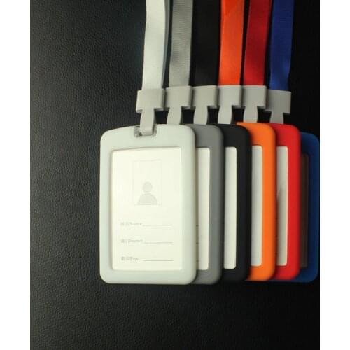 NEW ARRIVAL manufacture wholesale soft rubber frame whole transparent acrylic ID badge card holder durable good price