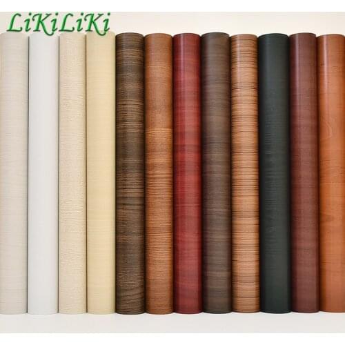 Waterproof Self-adhesive Wood Grain Wallpaper Film Kitchen Cabinet Bedroom Wardrobe Furniture Desktop Renovation Stickers Decor