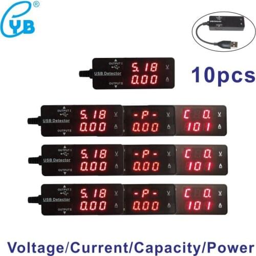 Wholesale 10pcs USB tester DC Digital voltmeter amperemetro voltage current meter ammeter detector power bank charger indicator