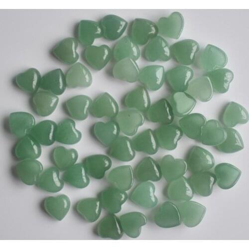 Wholesale 30pcs/lot Fashion good quality natural green aventurine heart shape cab cabochons beads for jewelry making 10mm free