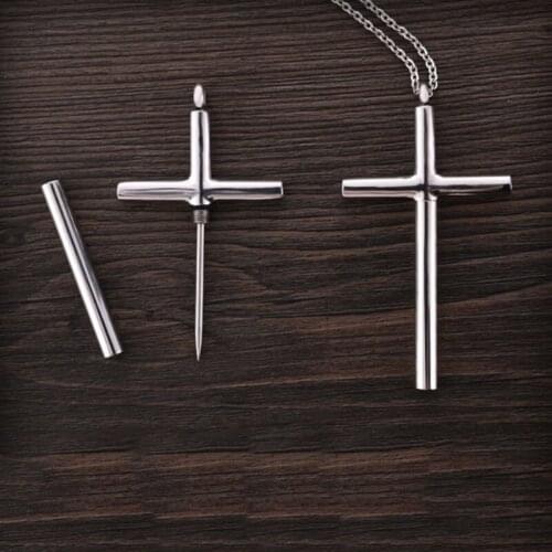 Outdoor EDC Titanium Steel Toothpick Cross Necklace Personal Safety Supplies For Women Defense Spike Anti-wolf Car Accessories