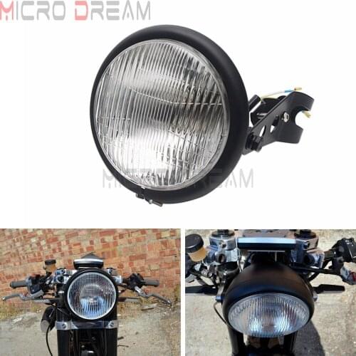 Retro Motorcycle Refit HI/LO Beam Front Light for Harley Triumph XS650 Headlights Cafe Racer Lighting+28mm-42mm Mounting Bracket