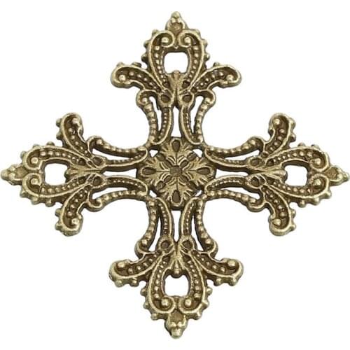 DoreenBeads Zinc Based Alloy Pendants Cross Antique Bronze Filigree Men Women Jewelry 56mm(2 2/8") x 56mm(2 2/8"), 10 PCs