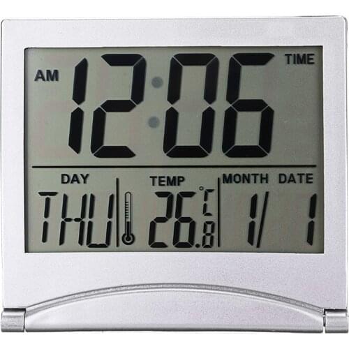 Durable Folding Digital LED Display Alarm Clock Temperature Calendar Snooze Bedside Home Desktop Alarm Clock