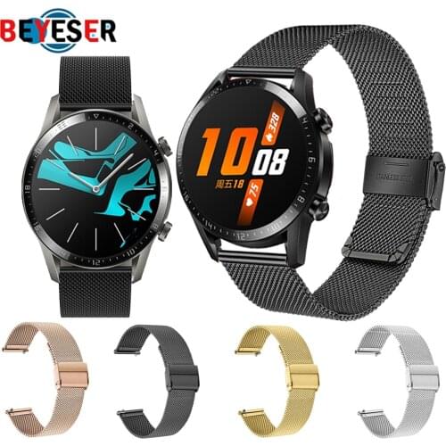 For Huawei GT/GT2 Watch Band 46mm/42mm Honor Magic Milanese Stainless Steel Band Bracelet Universal 20/22 mm Replacement Strap