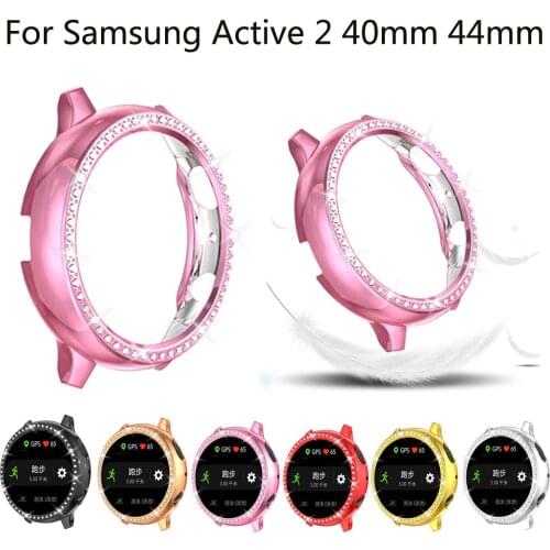 Luxury Diamond Thin PC Cover For Samsung Galaxy Watch Active 2 Case 40mm 44mm Active2 Bumper Women Shiny Shell Frame