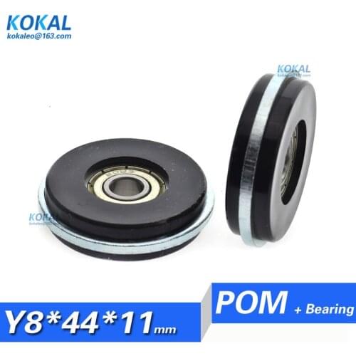 [Y0844-11]1PCS 608zz floor tile display cabinet black bearing pulley with zinc plated shim ring type wheel pulley 8X44X11mm 0844
