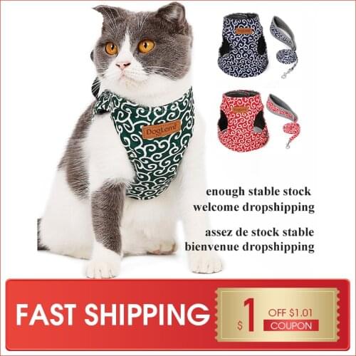 Japanese Style Cat Vest Harness Leash Set Breathable Mesh Vest Collar For Cats Outdoor Kitten Walking Leash Dropshipping