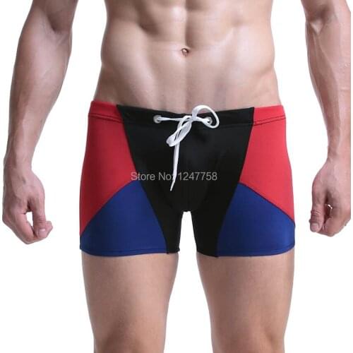 Sunga Hot Swimsuit New Swimwear Men Sexy Swimming Trunks Mens Swim Boxers Beach Shorts Sunga Masculina Patchwork Boxer