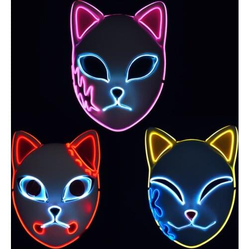 Demon Slayer LED Mask Tanjirou Mask Cosplay Anime Sabito Kamado Makomo Cute Light Masks Costume Mascaras Halloween Party LED