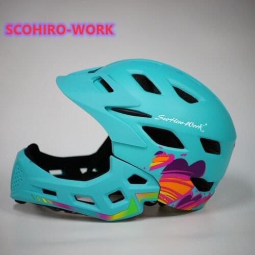 LED Kids Children taillight Full Face Helmet Off-road Bike Balance Sports Skating Downhill Scooter Bicycle Protection mountain