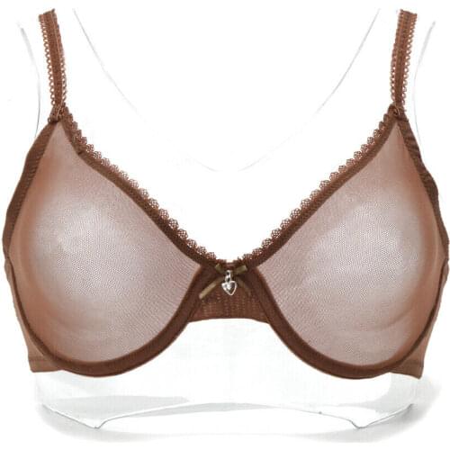 Vgplay Sexy Lace Lingerie Unlined See Through Mesh Breathable Underwear Hollow Bow Transparent Underwire Bras Panties