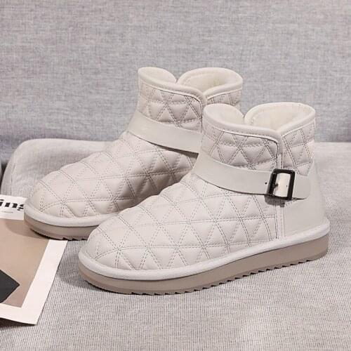 Women Snow Boots Warm Short-tube Black Waterproof Flat Cotton Shoes Rubber Non-Slip Plus Velvet Wearable Winter Boots Shoes