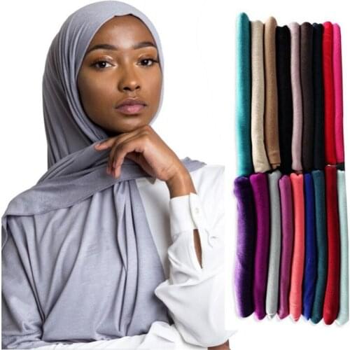 2019 women plain bubble cotton jersey scarf Head hijab wrap solid color headband shawls foulard femme muslim hijabs store