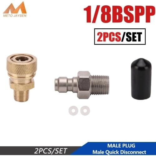 1/8BSPP High Pressure Quick Fittings and Couplers Set 1/8NPT Male Plug Male Quick Disconnect Copper M10x1 300bar 4500psi