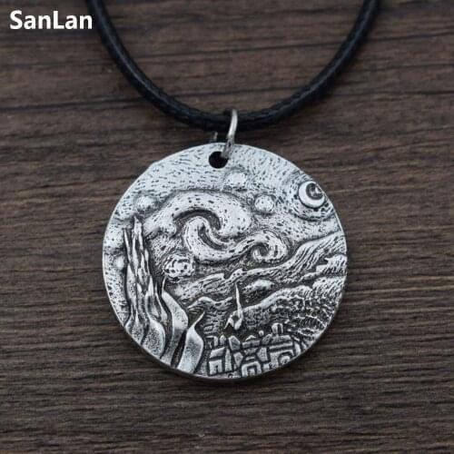 1pcs SanLan Starry Night Pendant Van Gogh Moon Pendant Necklace Original
