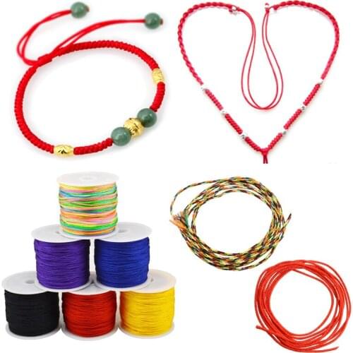 1Pc DIY 0.8mm Fine Jade Line Non-elastic Hand-woven Lines Thin Red Thread Braid Rope Chinese Knot Apparel Red Weave Line Sewing