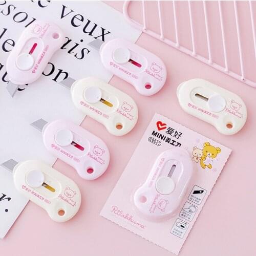 Cute Mini Plastic Utility Knife Colored Box Cutter Letter Paper Knifes For Decoration Kawaii Stationery Office School Supplies