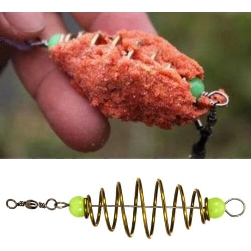10PCS Luminous Carp Fishing Feeder Coil Inline Method Fishing Tackle Bait Thrower in-line Method Lures Cage Basket Baits