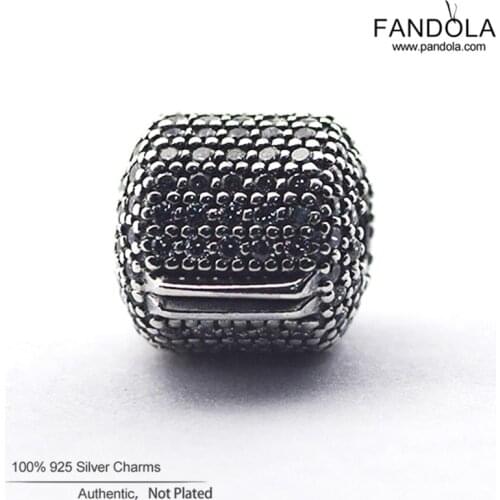 100% Real 925 Sterling Silver Pave Clear CZ Barrel Clip Charm Beads DIY Jewelry Making Fits European Charms Bracelets Wholesale