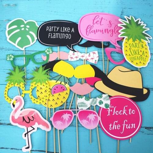Zilue Hawaiian Themed Flamingo Photo Props Tropical Party Photography Props Summer Party Suppies 20pcs/set