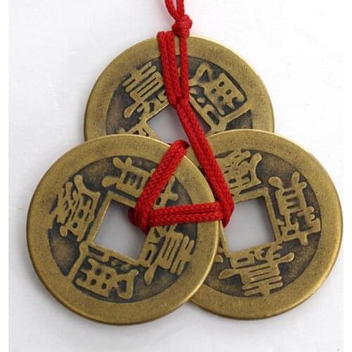 New Fashion Ancient 3 Chinese Feng Shui Coins Creative Cute Home Decoration For Wealth And Success Lucky Dropshipping