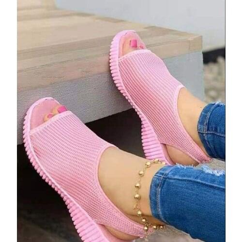 2021 Women Fashion Casual Pure Sandals Mesh Printed Flat-Bottom Comfortable Sandals Trend Summer sandalias Zapatillas Mujer