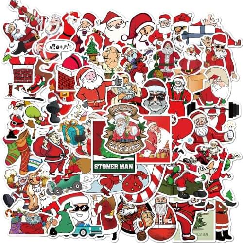 50PCS Christmas Sticker Gifts Toy For Children Santa Claus Reindeer Cartoon Decal Stickers to Snowboard Laptop Moto Car Helmet
