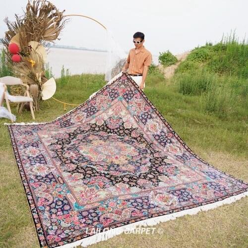 8'x10' Hand knotted classical persian design silk rug home handmade silk carpet (ZSH006A)