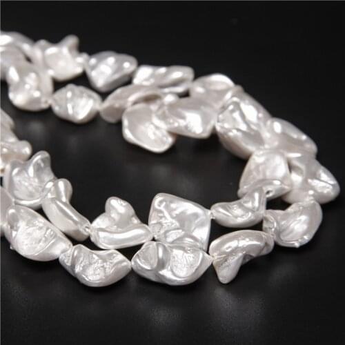 15-16mm White Irregular Imitation Pearl Bead Mother of Pearl Shell Beads For Jewelry Making DIY Bracelet Necklace Accessorie 14"