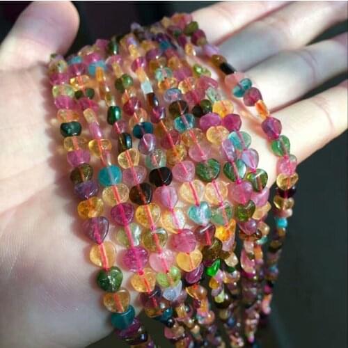 LOOSE BEADS Tourmaline heart 6/7/8mm Wholesale for DIY jewelry necklace 36cm