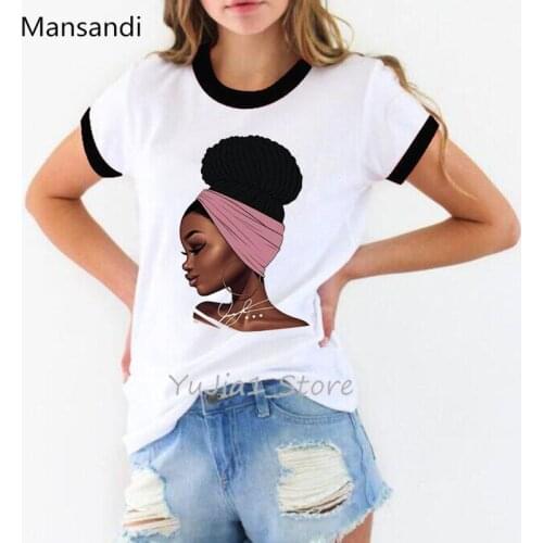 African black girl print vogue t shirt women Melanin Poppin Shirt tumblr clothes tee shirt femme summer top streetwear t-shirt