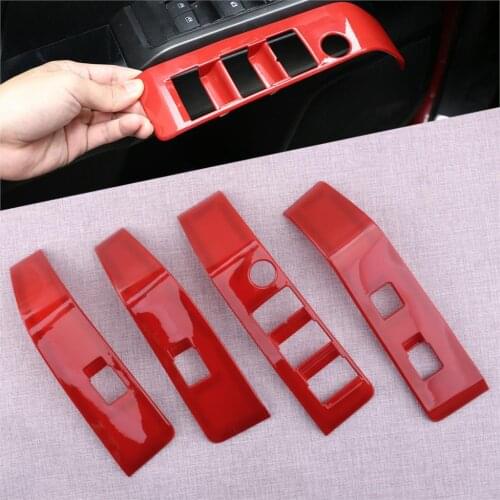 CITALL 4Pcs/Set Car Door Armrest Window Lift Switch Buttons Cover Fit For Toyota Tacoma 2016-2018 2019 2020 Red Left Hand Drive