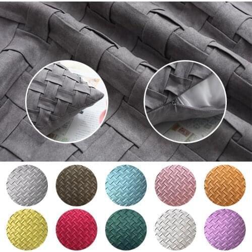 Home Decorative Cushion Cover Solid Pink Grey Cushion Cover Soft Faux Suede Home Decoration 45X45 Pillow Cover Woven Pattern