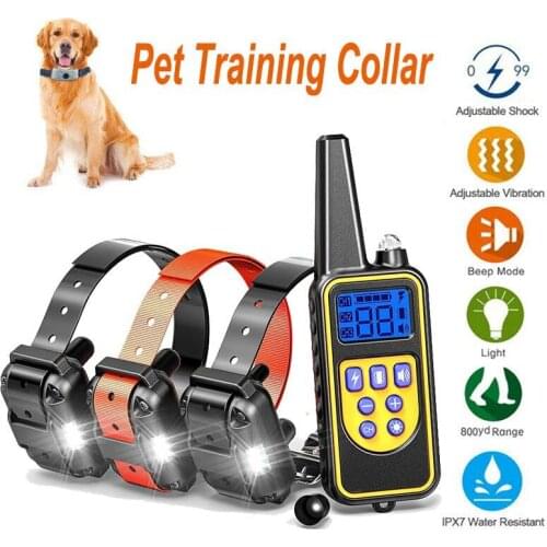 800m Electric Dog Training Collar Pet Remote Control Waterproof Rechargeable with LCD Display for All Size Shock Vibration Sound