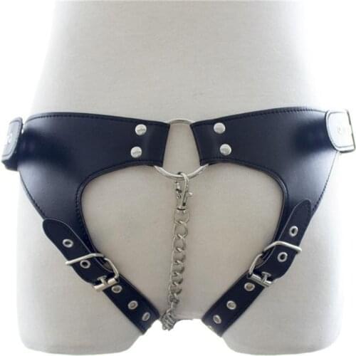 Erotic Panties Flirting Chastity Pants Mens Penis Leather Pants Iron Chain Sexy Pants