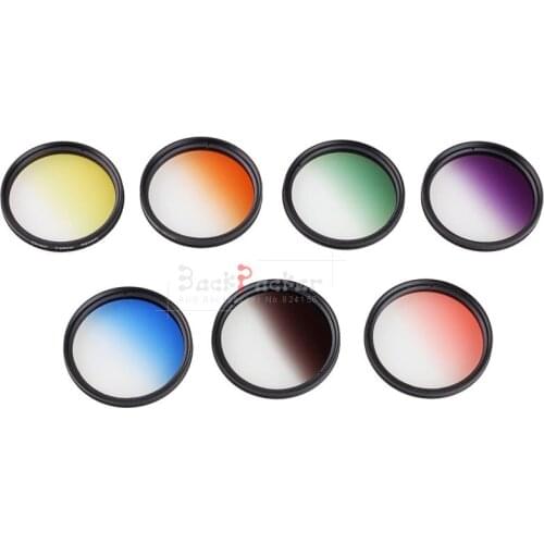 Camera Filter 49mm Gradient Full Red Orange Yellow Green Blue Purple ND2 4 8 16 for EF 50mm f/1.8 STMAlpha 28mm f/2.8 (SAL28F28)