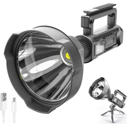Rechargeable Spotlight Flashlight 4 Modes LED Super Bright Searchlight IPX5 Waterproof Work Lights for Hiking Camping Hunting
