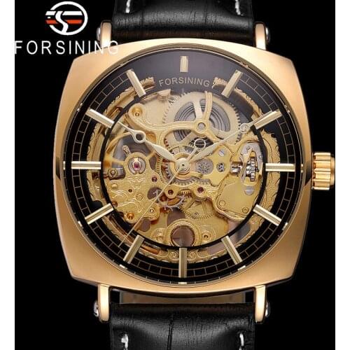 FORSINING Automatic Mechanical Men Wristwatch Military Sport Male Clock Top Brand Luxury Gold Classic Skeleton Man Watch 8153